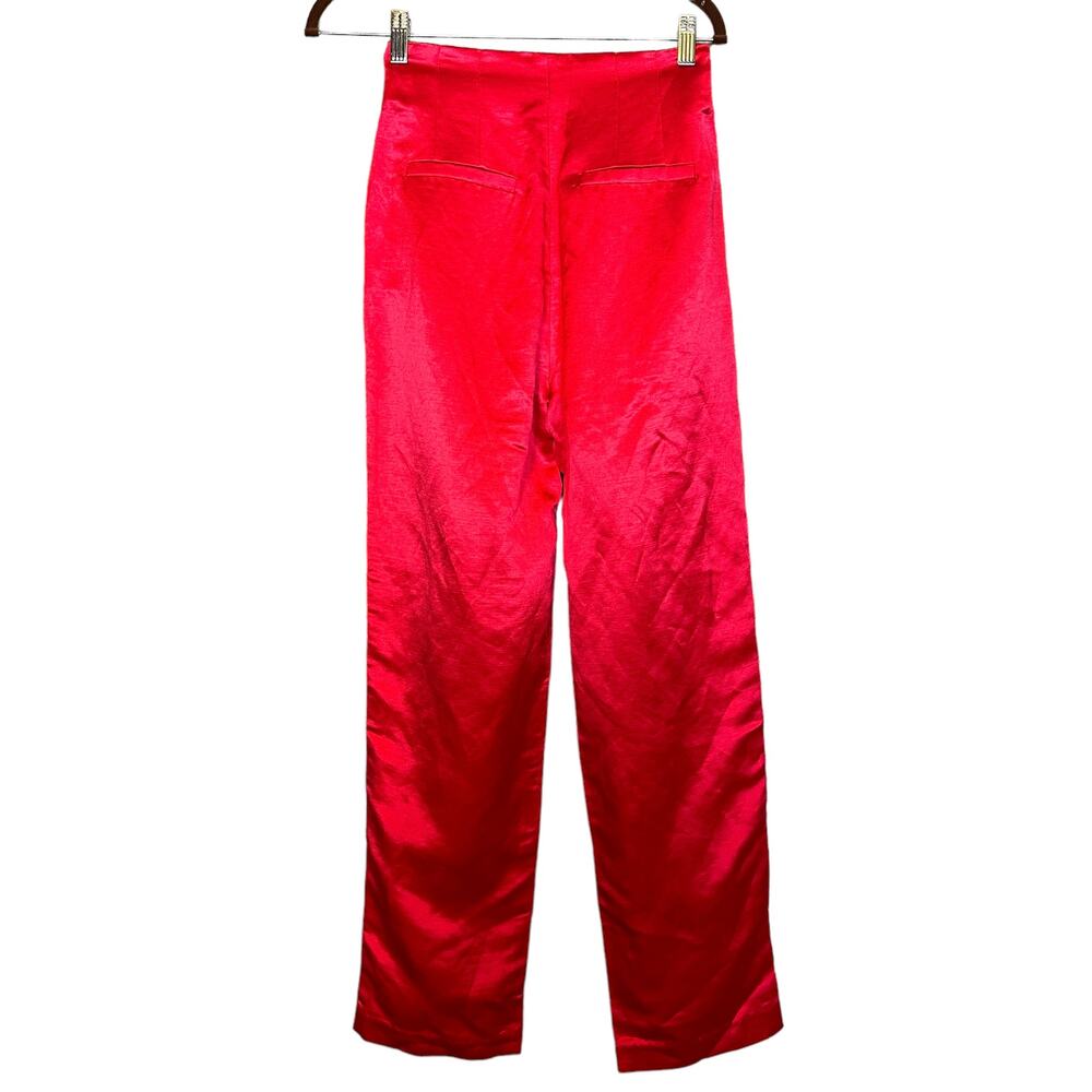 Atoir Red Silk Trouser Pants SMALL High Rise Ankle Straight Designer $415 NEW - Picture 8 of 11